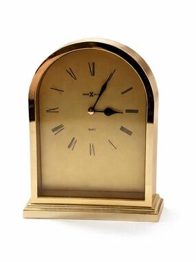 Howard Miller Quartz Desk Mantel Clock Brass Arch Gold Tone Roman Numerals Japan